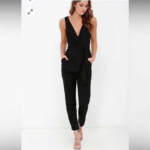 Lulu’s Advanced Degree Black Sleeveless Jumpsuit - Picture 1 of 16